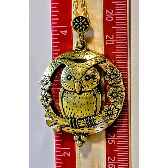 Owl Magnifying Glass/Pendant on 28-30" Gold Tone Chain Women's Gift Casual Snk4 - Picture 6 of 6